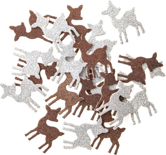 30 Foam Glitter Stickers Kerst - Hertjes Foam Stickers met Glitters - Stickers Kerst - Hertjes - Stickers voor Kinderen - Knutselstickers - Knutselen Meisjes - Knutselen Kinderen - Foam Stickers Kerstmis - Kaarten Maken - Knutselen Meisje