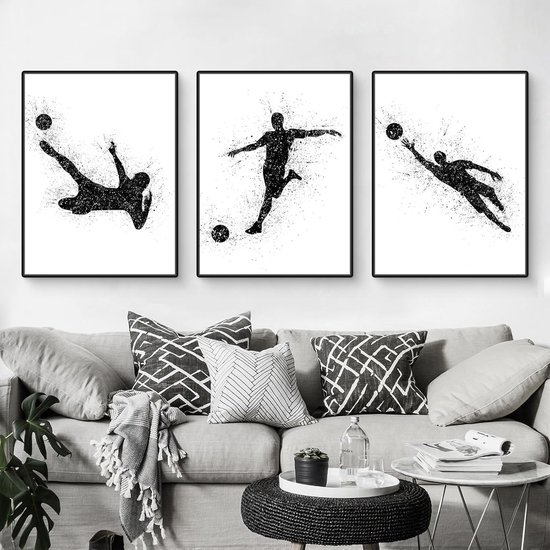 Goodivery ® Set de 3 affiches de Voetbal modernes, art coloré pour Décoration Kinder et de salon, sans cadre