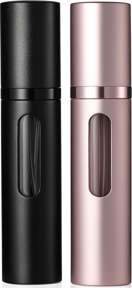 Goedkoopste Set Van 2 Parfum Verstuivers - Zwart Roze - Vernevelaar - 2x 8ML - Glazen Buisjes - Handtas Formaat - Klein parfum Flesje
