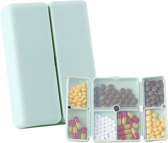 Pilulier 7 jours - Set de 2 - Pliable - Système de rangement - Pilulier - Boîte à médicaments 7 compartiments - Pour voyage - Étanche - Pour usage quotidien et voyage, boîte à médicaments, vitamines