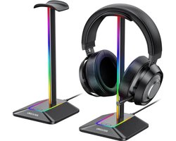 foto van Headset Stand - Koptelefoonhouder - Standaard - Met LED Licht en Kabel Organizer