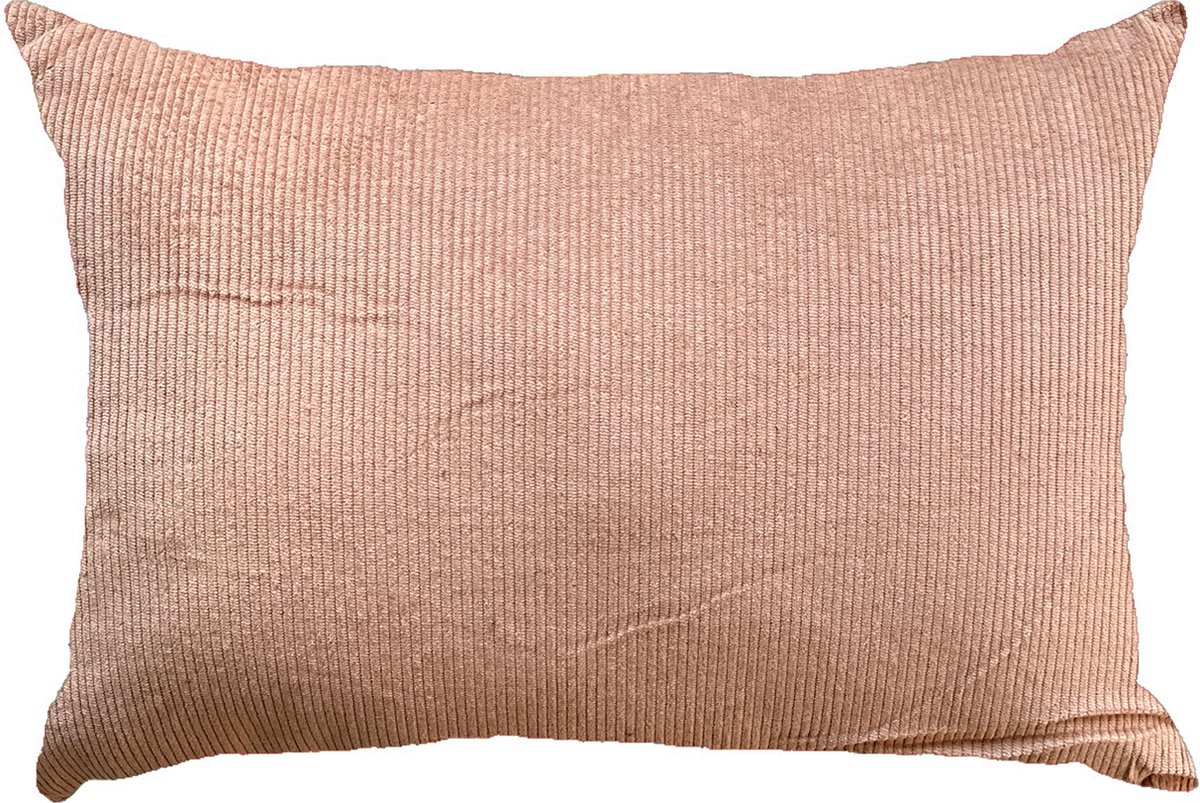by Mooss - Sierkussen 60 x 40 cm - Katoen - Ribfluweel - Corduroy - Ribstof - Roze - Inclusief binnenkussen