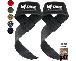 Thor Athletics Lifting Straps - Krachttraining Accessoires - Powerlifting Straps - Deadlift Straps - Zwart - Inclusief E-Book
