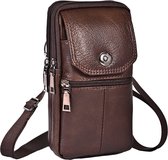 Crossbody tas - heuptas - met schouderband - crossbody tas met riemclip - mobiele telefoon tas - mobiele telefoon tas - perfecte bescherming voor uw mobiele telefoon - heren schoudertas - cadeau - 19*11.5*6cm - bruin