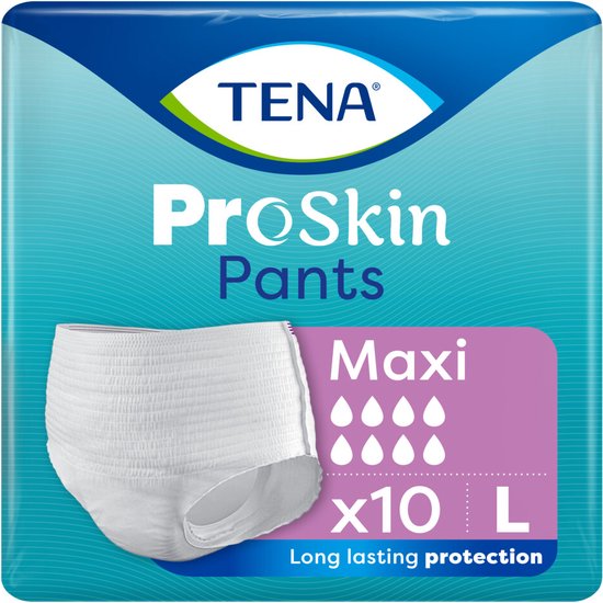 TENA ProSkin Pants Maxi, maat L. Beschermende broekjes voor langdurige bescherming. Pak van 10 stuks.