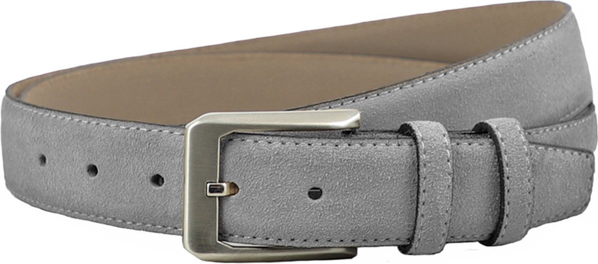 Houtkamp Suede Leren Pantalon Riem - Dames / Heren - Echt Leer - Grijs - Lengte totaal 100 cm / Riemmaat 85