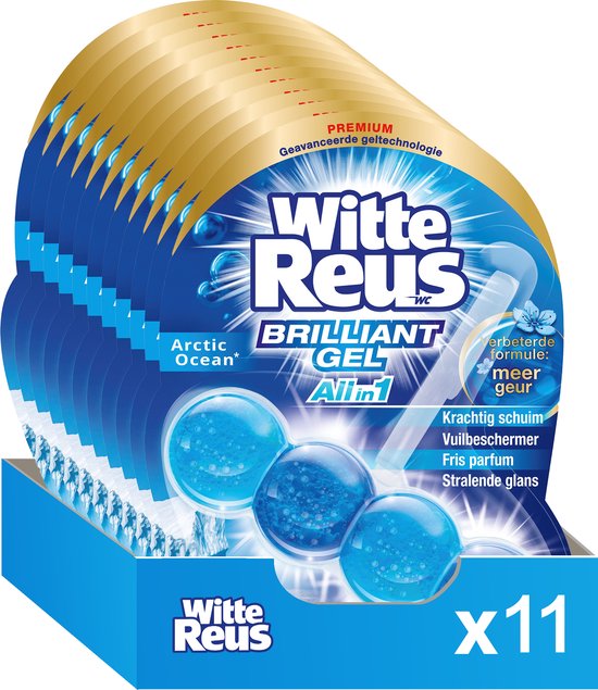 Witte Reus Brilliant Gel Allin1 Toiletblok – WC Blokjes – Arctic Ocean - Hygiënisch Schoon - Frisse Geur - Voordeelverpakking - 11 Stuks