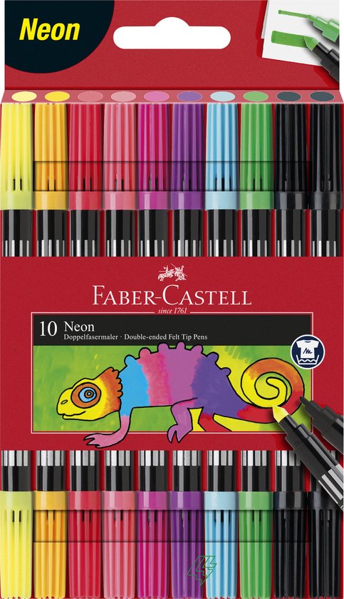 Foto: Faber castell fc 151109 viltstiften duo neon kleuren in etui 10 stuks
