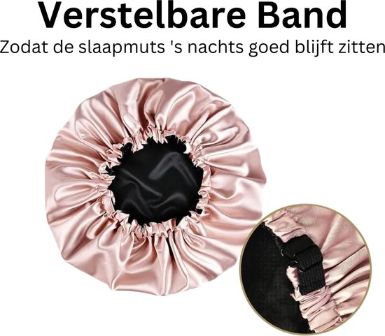 Satijnen Slaapmuts Verstelbaar - Satijnen Bonnet - Haarnetje - Roze