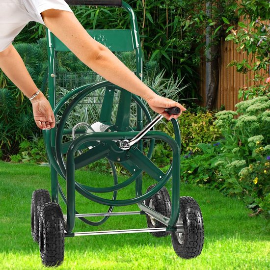 COSTWAY Slangwagen voor tuinslang, 80 m, voor 5/8 inch slang, slanghaspel met mand, slanghouder metaal, slanghaspel met 189 cm aansluitslang van Merkloos	 — afbeelding 3