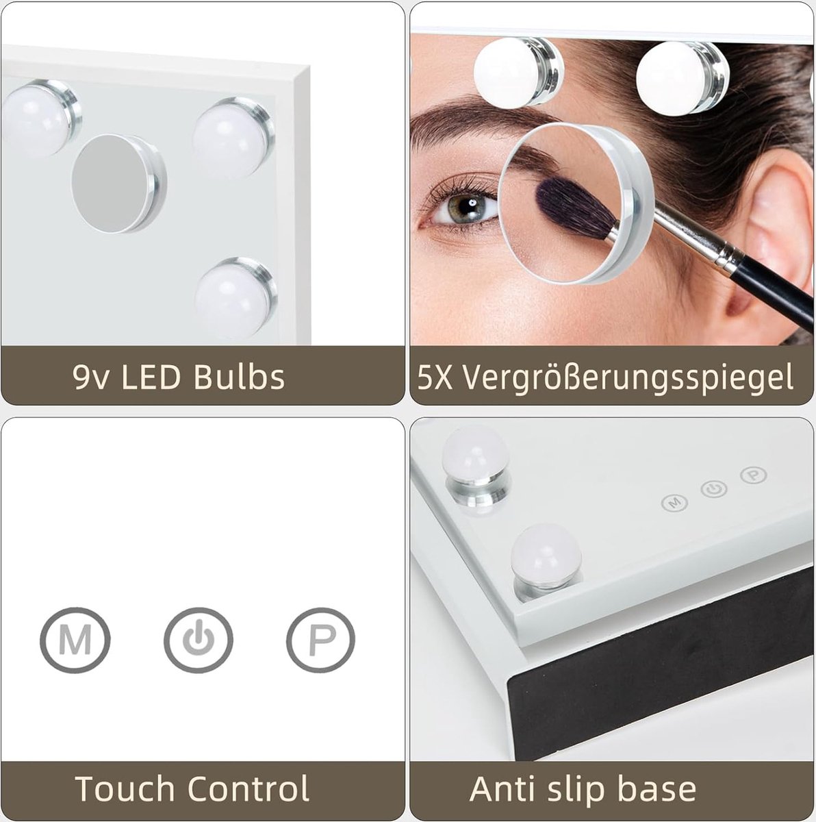 Equivera Hollywood Spiegel - Hollywood Spiegel met Verlichting - Make-up Spiegel - Hollywood Mirror