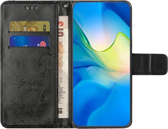 Coverup Fleurs et Papillons Book Case Adapté pour Samsung Galaxy A15 Case - Zwart