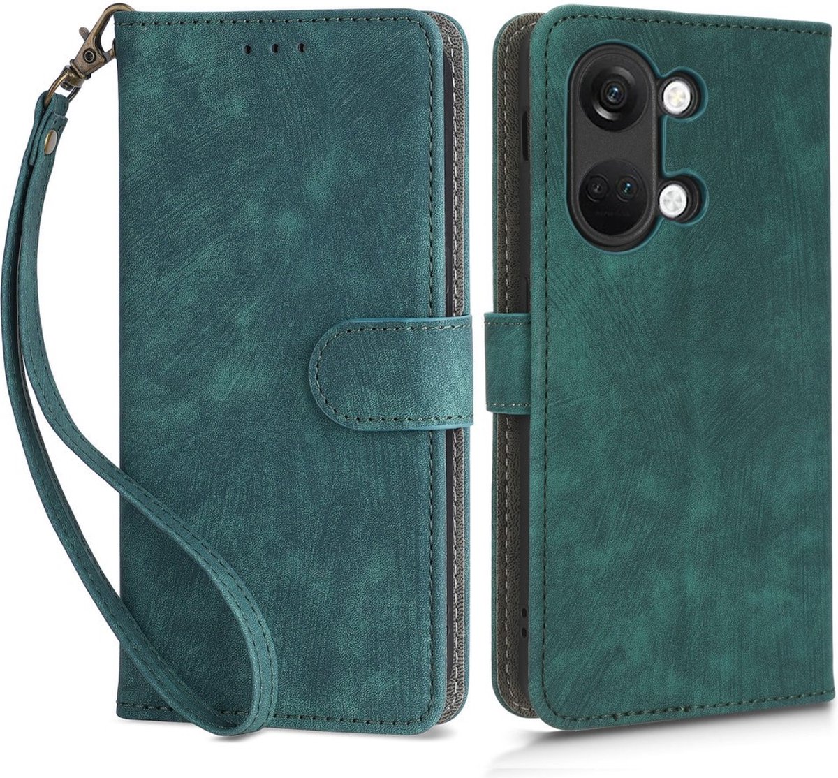 Coverup Hoesje - Geschikt voor OnePlus Nord 3 Hoesje - Coverup Book Case met Koord - Groen