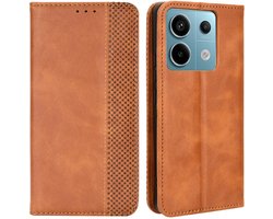 Coverup Hoesje - Geschikt voor Xiaomi Poco X6 / Redmi Note 13 Pro 5G Hoesje - Coverup Vintage Style Book Case - Bruin