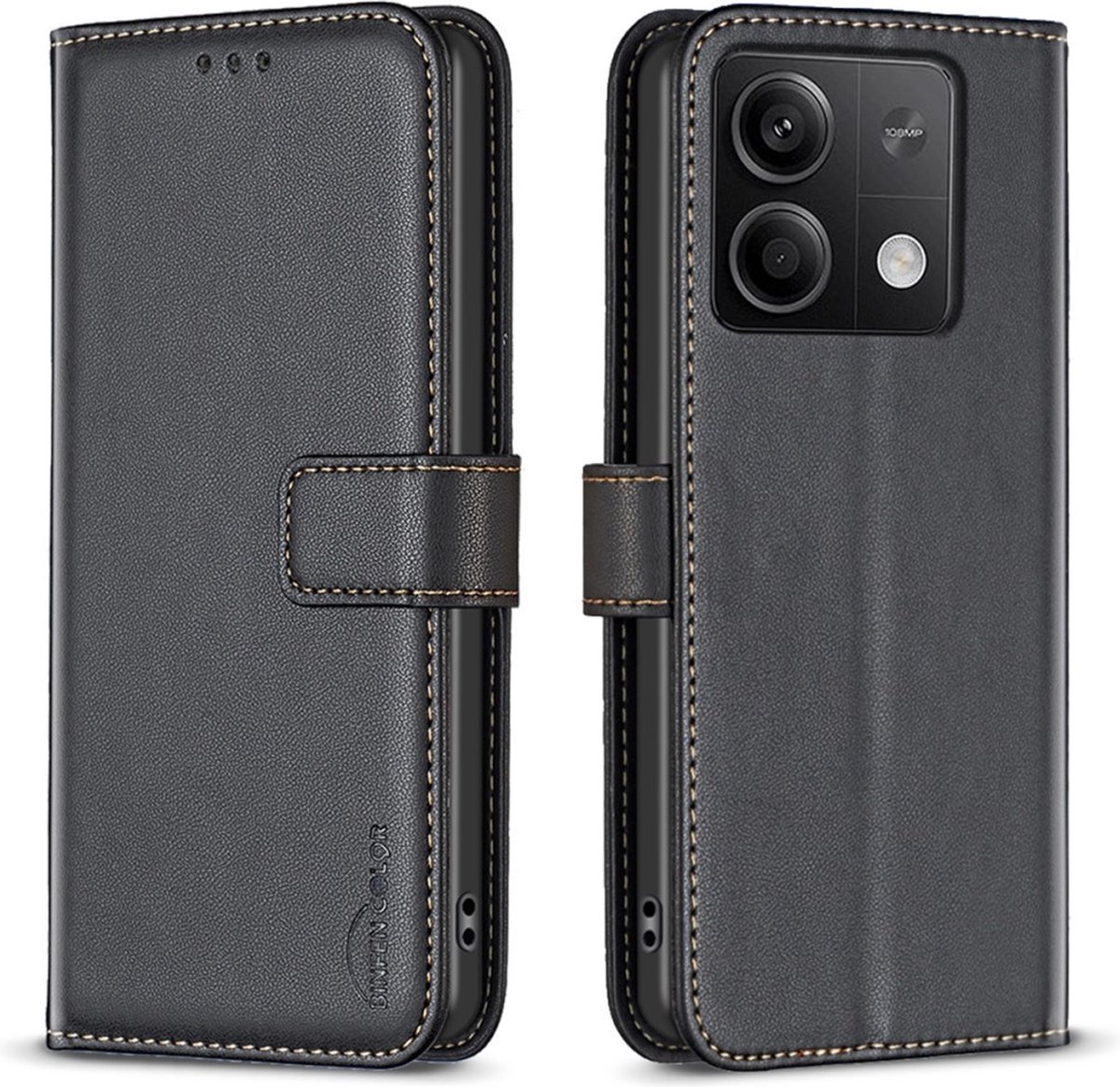 BINFEN Hoesje - Geschikt voor Xiaomi Redmi Note 13 5G Hoesje - BINFEN Book Case - Zwart