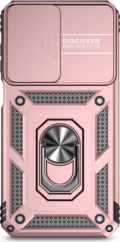 Coverup Ring Kickstand Couverture arrière avec Shield d'appareil photo adapté à la coque Samsung Galaxy A35 - Or rose
