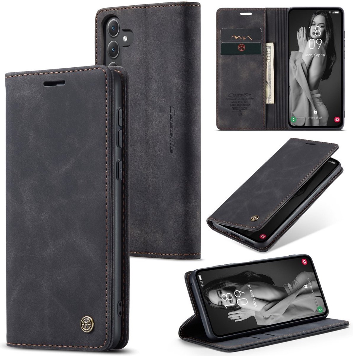 CaseMe Hoesje - Geschikt voor Samsung Galaxy A35 Hoesje - CaseMe 013 Book Case - Zwart