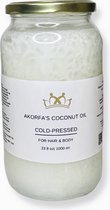 Biologische kokosolie 1 liter Organic Virgin Cold Pressed Coconut Oil Puur / biologisch kokosolie / kokos olie