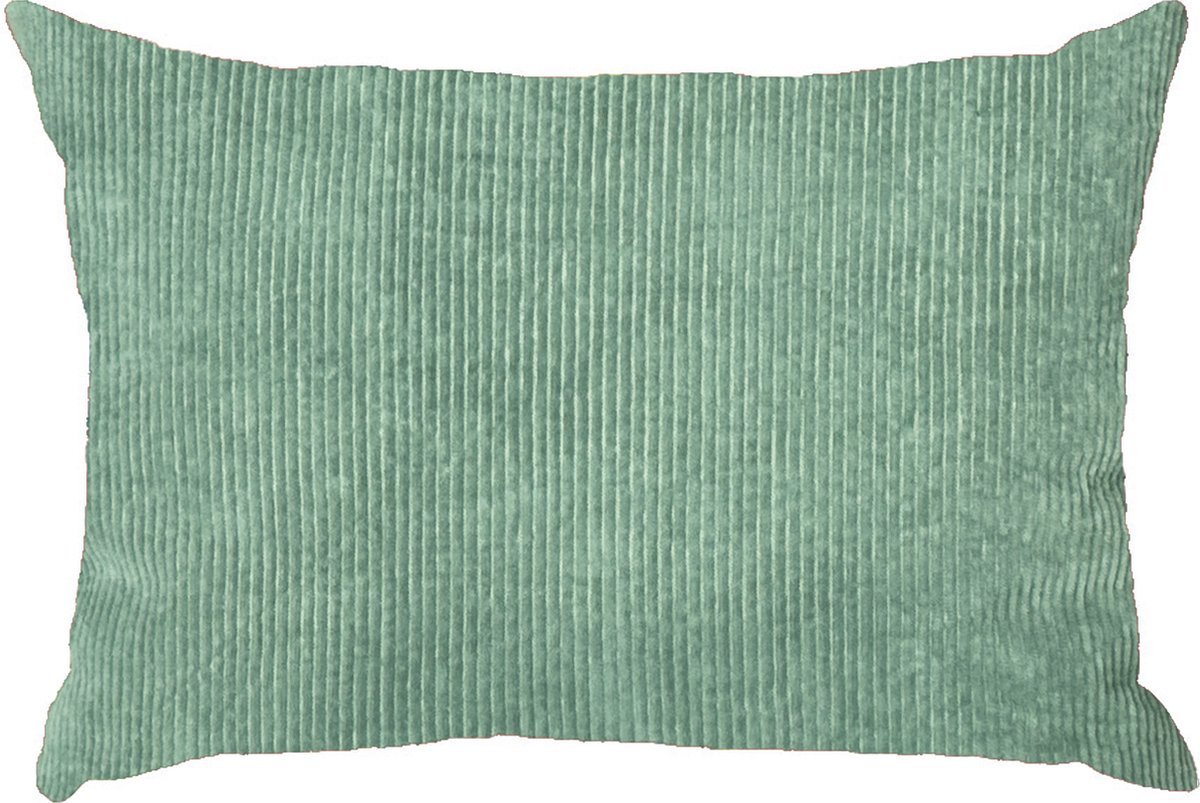 by Mooss - Sierkussen 60 x 40 cm - Katoen - Ribfluweel - Corduroy - Ribstof - Groen - Inclusief binnenkussen