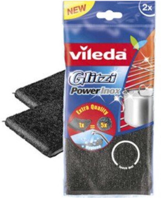 Vileda Glitzi Power Inox schuursponsen – 2 stuks