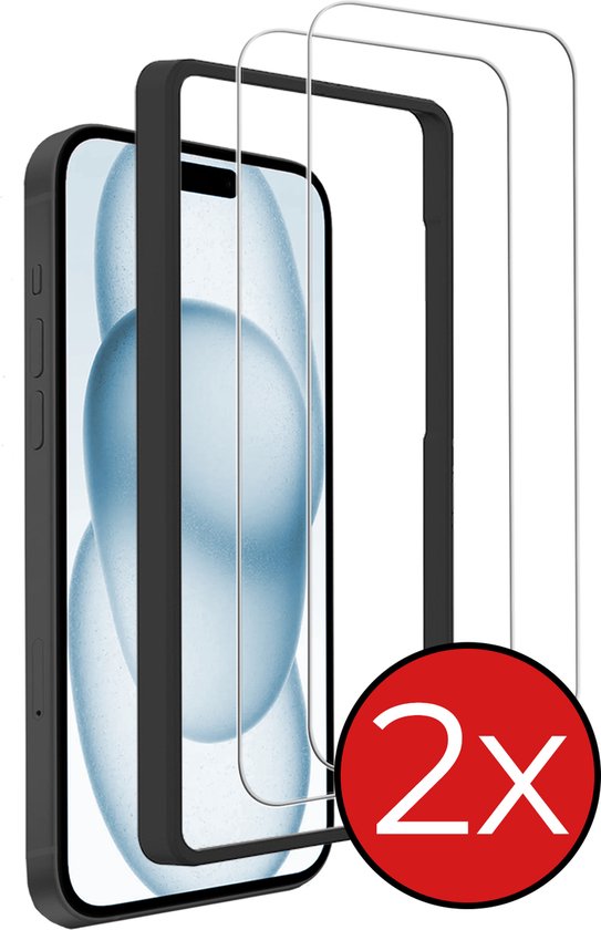 Protecteur d'écran adapté pour iPhone 15 Protecteur d'écran avec cadre de montage en Tempered Glass - Protecteur d'écran adapté pour iPhone 15 Protecteur d'écran avec outil d'installation - 2 PACK
