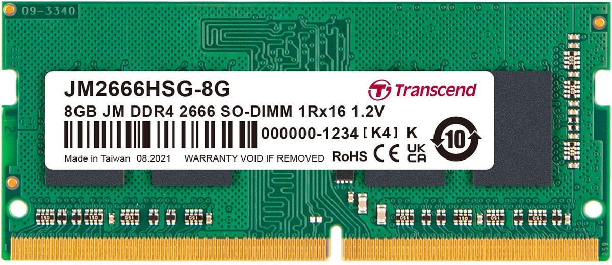 Transcend Jetram Werkgeheugenmodule – Ddr4 – 8 Gb – 2666 Mhz – – Jm2666Hsg-8G