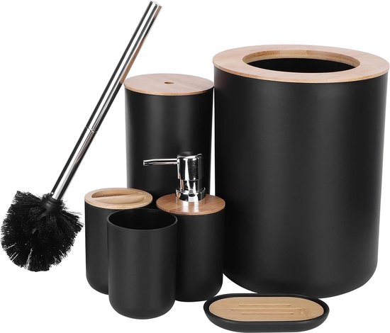 Badkamer/toilet accessoires set - WC-borstel en pedaalemmer 3L - metaal - lichtroze | Surprise winkel