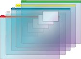 EXXO-HFP #34214 - A4-XL Flexibele Documentenmap met schuifrits - Assorti kleuren rits - 10 stuks (1 pak @ 10 stuks)