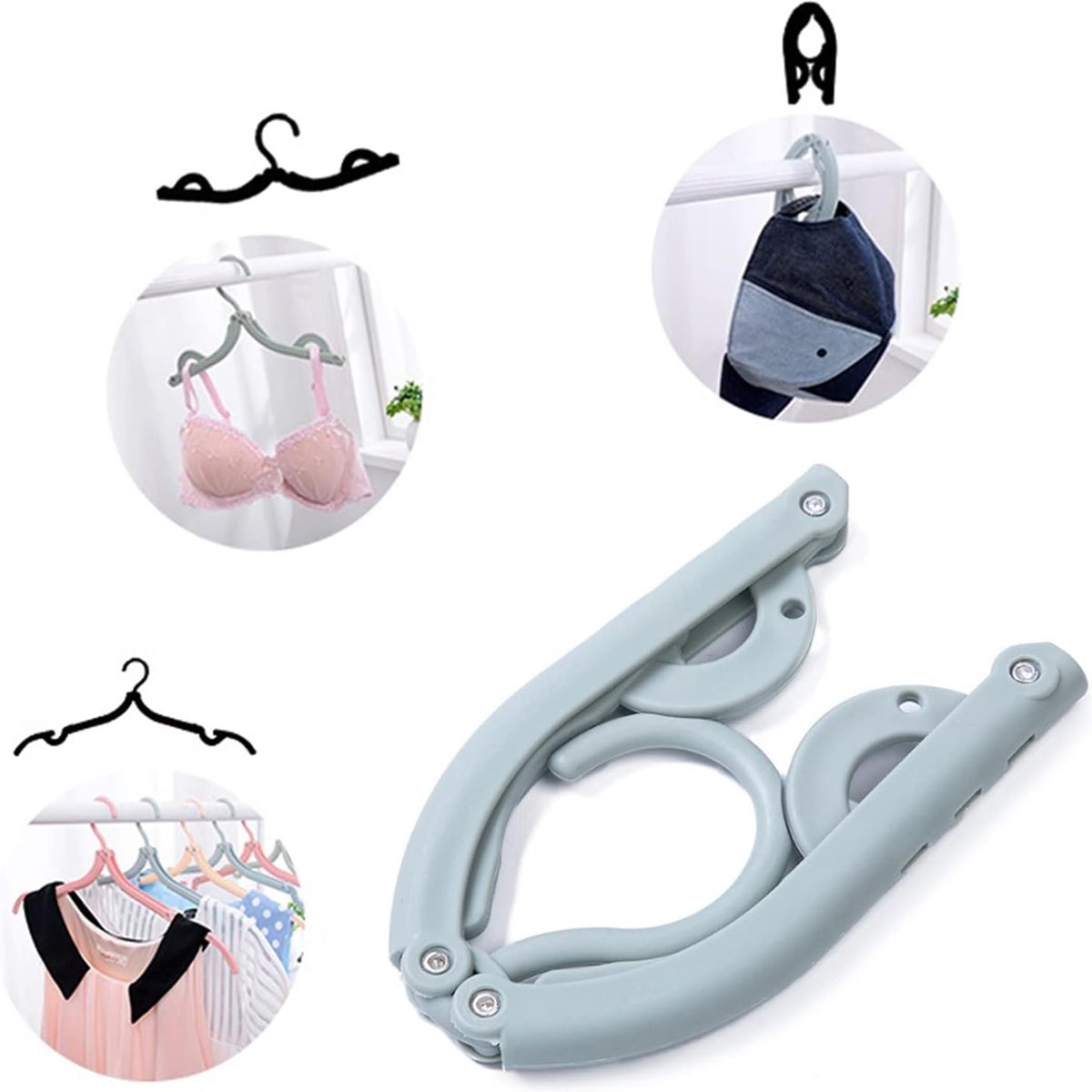 XHYASD 20 stuks opvouwbare kleerhangers, draagbare reiskleerhangers, ruimtebesparende kleerhangers voor thuis, hotel, reizen, camping (4 kleuren