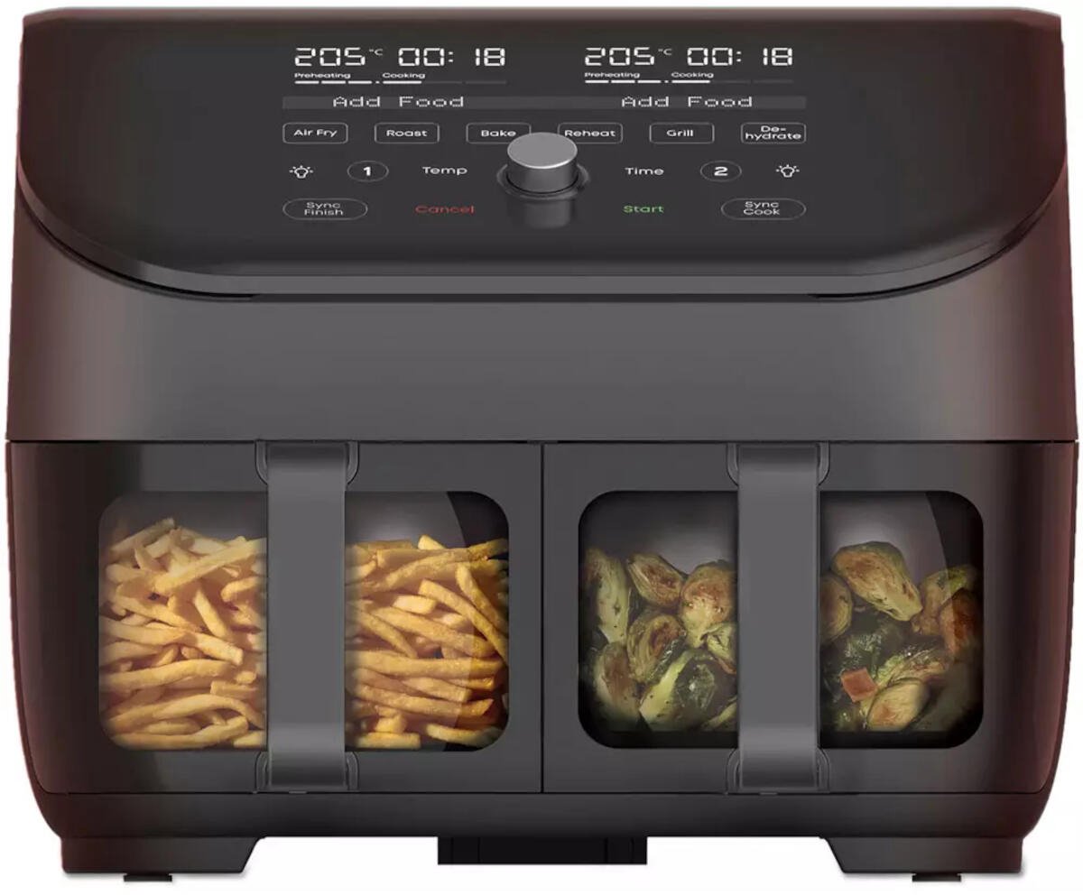 Instant Vortex Plus Dual ClearCook zwart 76 liter (8 Qt) 6-in-1 airfryer geurloos frituren roosteren grillen bakken opwarmen dehydrateren voedseldroger droogoven heteluchtfriteuse