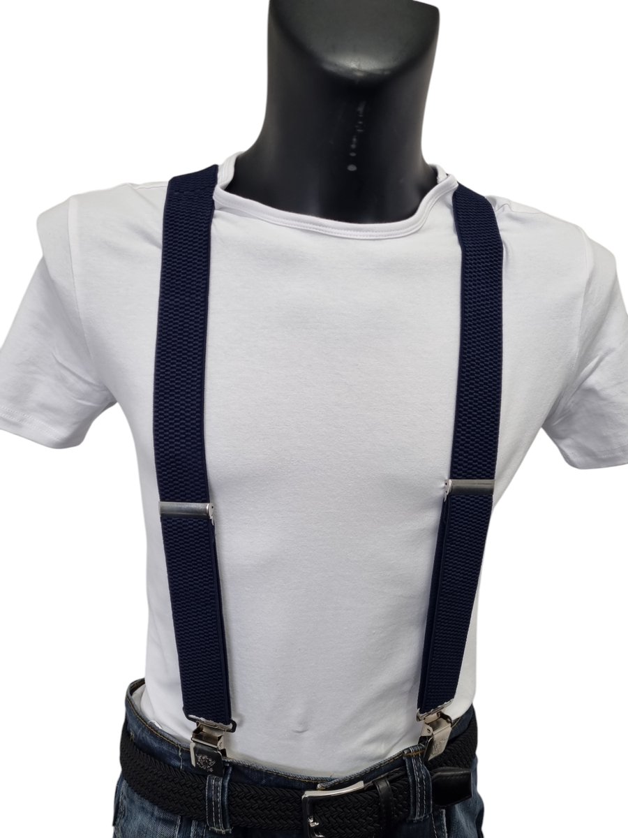 Bretels blauw - 3 Clips - Met extra stevige, sterke en brede klem die niet losschieten!