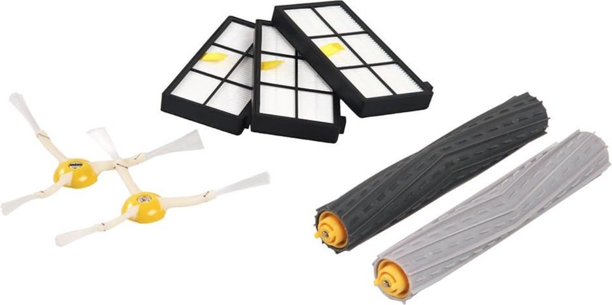 iRobot Roomba Onderhoudsset onderdelen - geschikt voor Roomba 800 en 900 serie navulset - 3 krachtige filters, 2 zijborstels en 1 set dubbele rubberen multivloerborstels