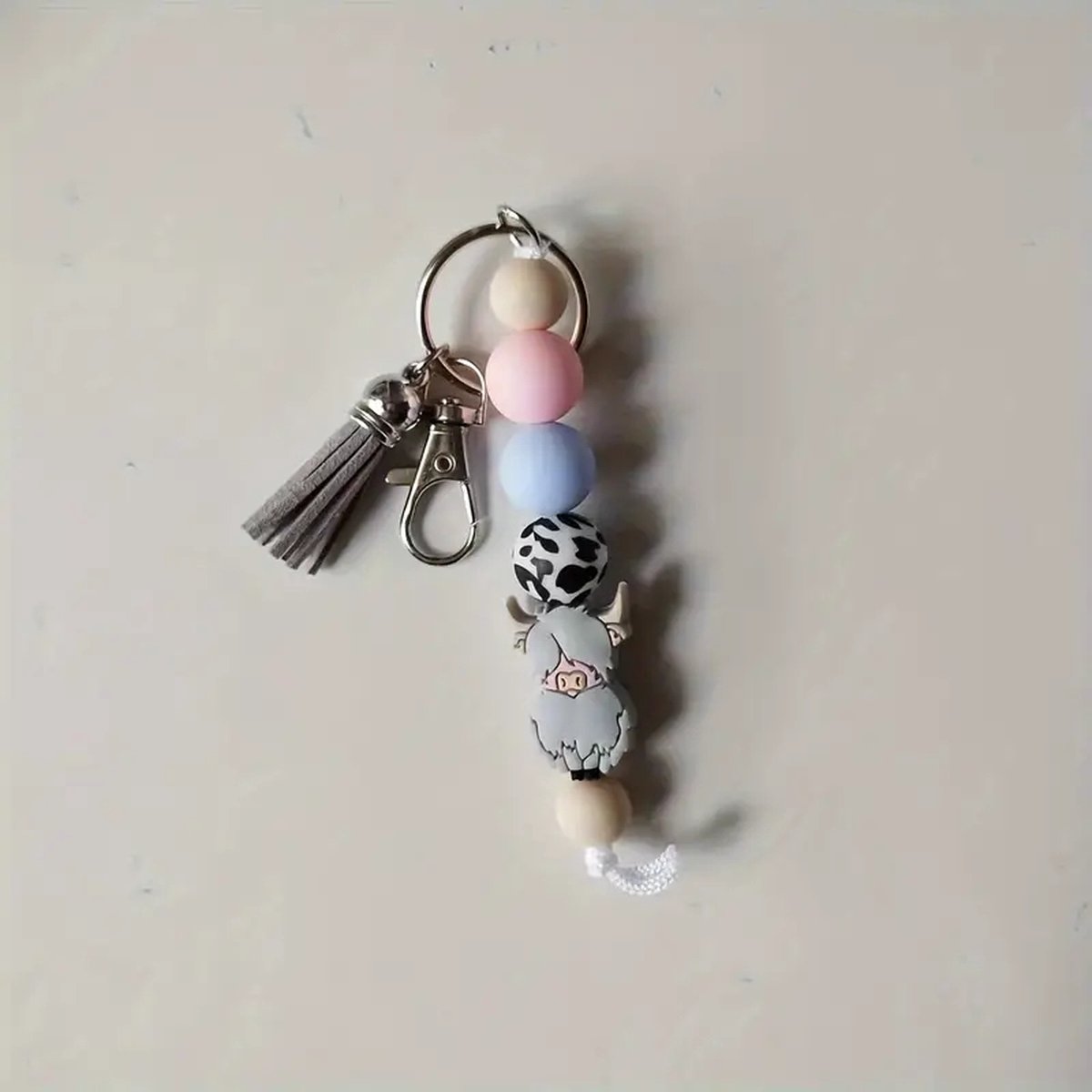 Sleutelhanger - Highlander - Koe - Grijs