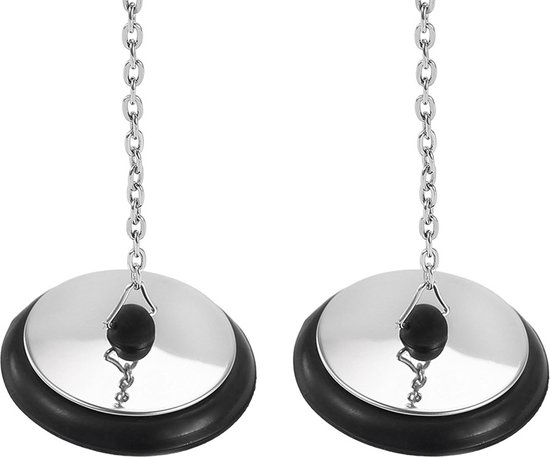 Gootsteenstop - Rubber badstop met ketting - Universeel - 43mm - 2 ...