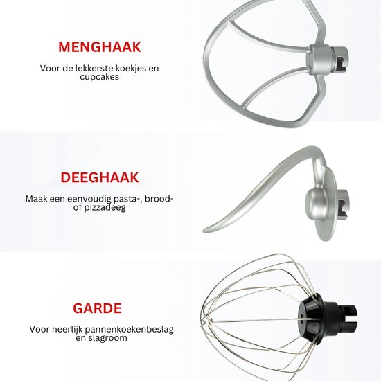 White-Label® Mixer met Mengkom - Keukenmachine - Keukenrobot - Rood van Merkloos — afbeelding 4
