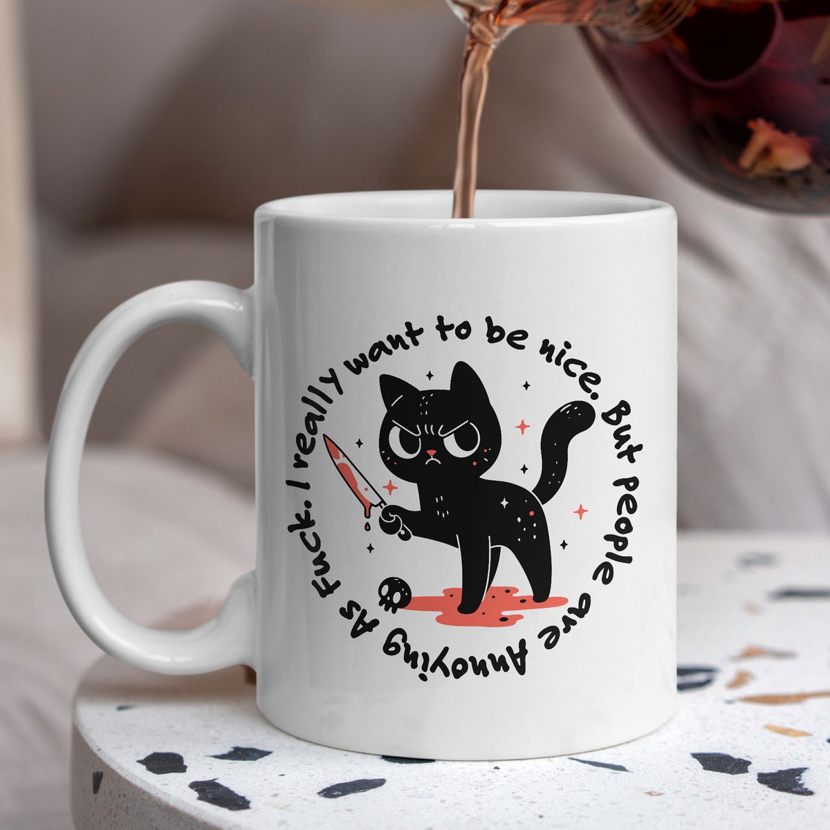 Creasowl® - People are annoying kat - Koffiemok - Cadeau voor vrouw - Koffie mok - Grappige cadeaus - Cadeau voor vriendin - Kado Katten - Kado vrouw - Cadeautje voor haar - Mokken en bekers - Verjaardag cadeau - Koffiemok - Mok met tekst - Theemok