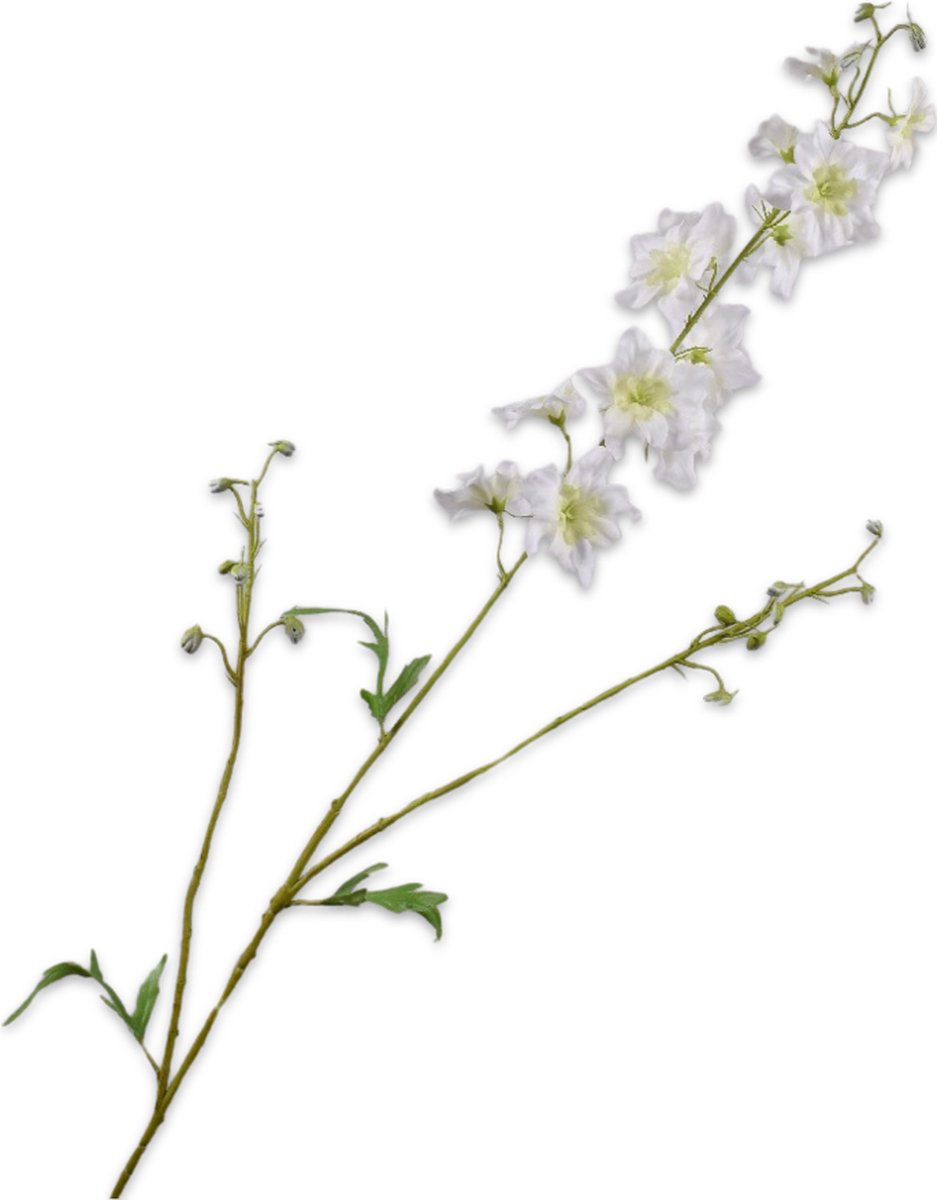 Silk-ka Kunstbloem-Zijden Bloemen Delphinium Tak Crème-Wit 101 cm