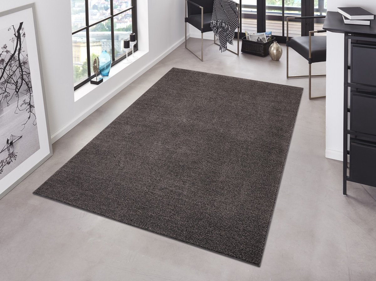 Flycarpets Laagpolig Velours Vloerkleed - Designer Pure - Antraciet 160x240 cm