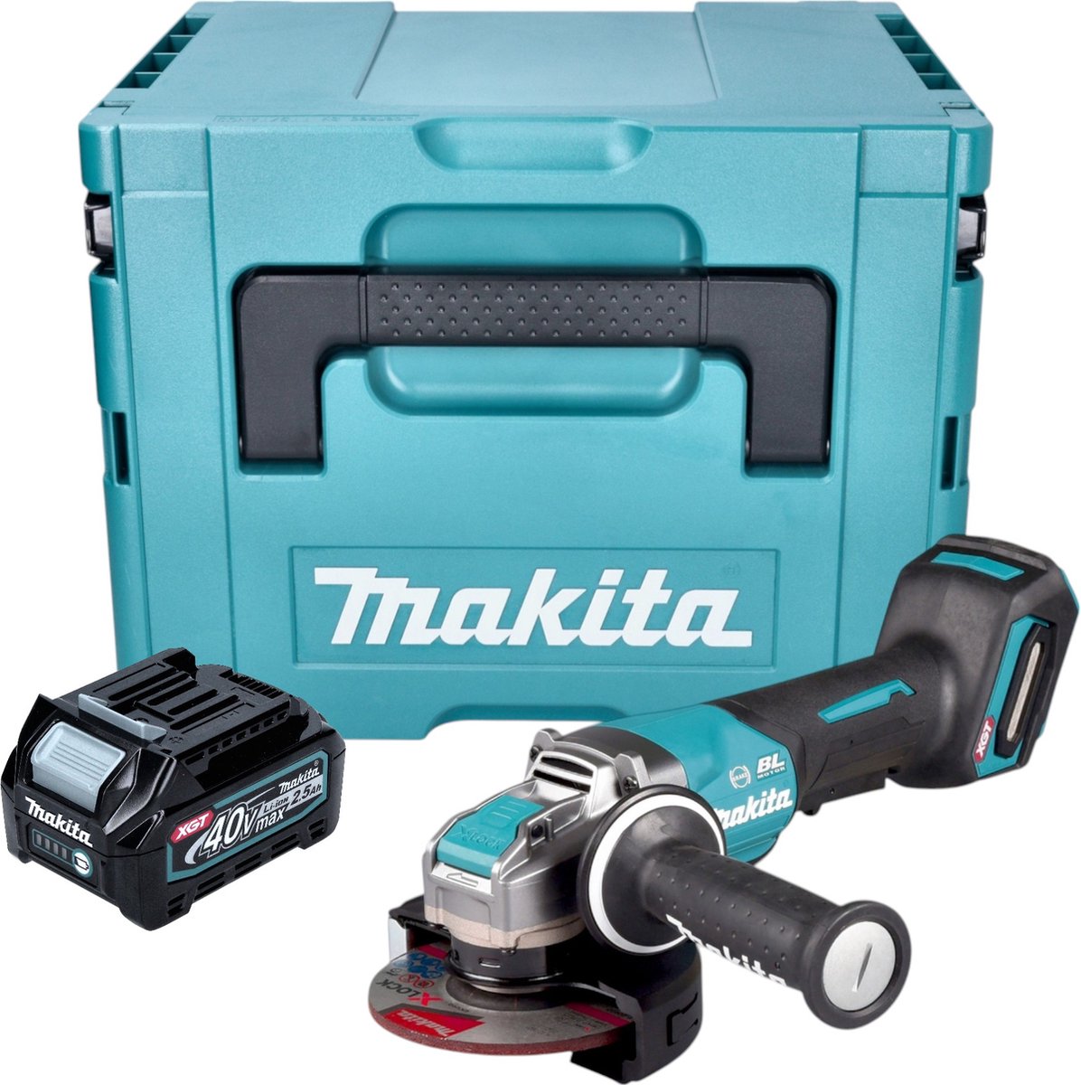 Makita GA 047 GD101 Accuslijper 40 V max. 125 mm X-LOCK Brushless + 1x accu 2,5 Ah + Makpac - zonder lader