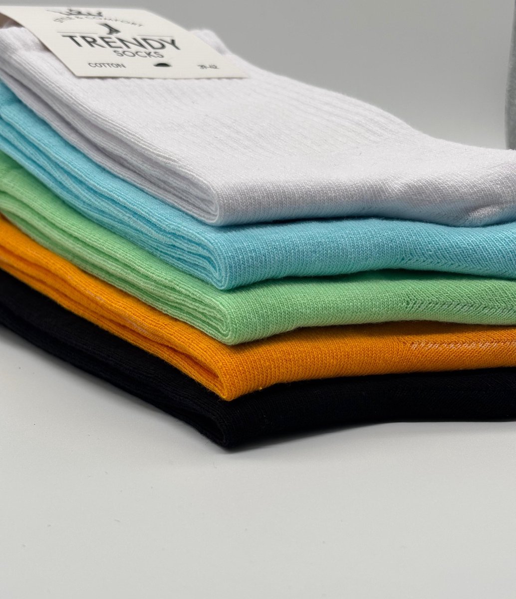 Trendy Socks | Sportsokken Heren| 5 Paar| Neon Tennis Sokken| Heren| Katoen| Heren Sokken| Gewassen| Geurig| Maat 43-46
