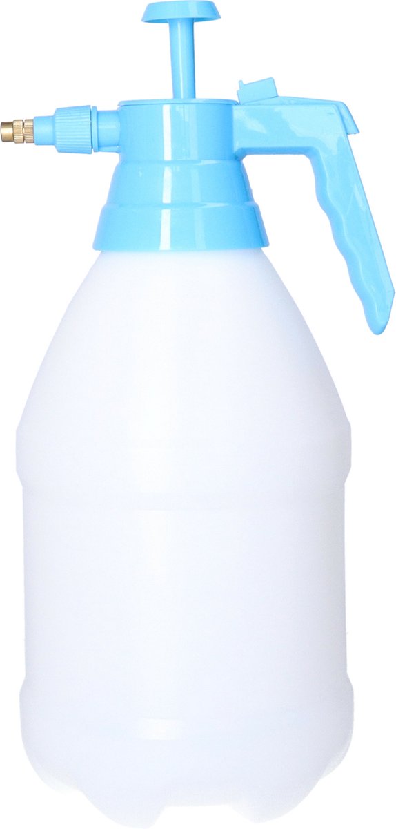 CM Plantenspuit met hoge druk sproeier/vernevelaar - kunststof - 3 liter - blauw/wit - 34 cm - binnen/buiten