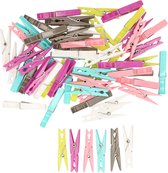 Wasknijpers set - 50 stuks - gekleurd - kunststof - 7 cm - was ophangen