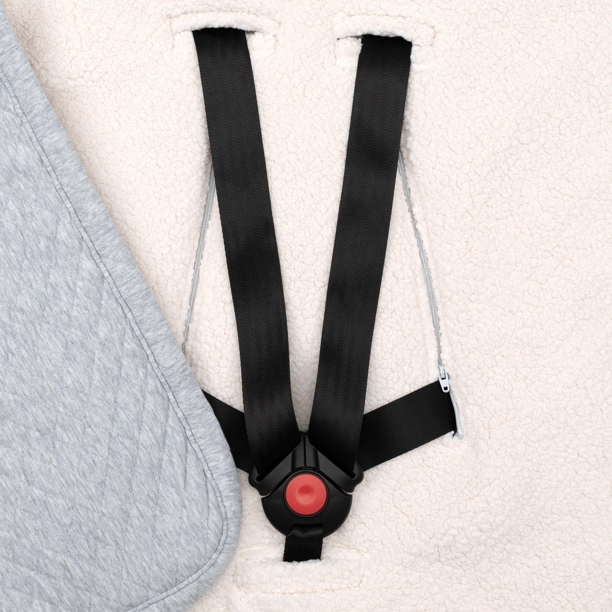 BEMINI Voetenzak - Biside 0-12m - Warme gewatteerde teddy - Mix grey