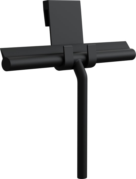 Essuie-glace de douche Zwart avec système de suspension - Accessoires de vêtements pour bébé de salle de bain - Essuie-glace de fenêtre - Extracteur de Douche- Silicone - 21cm x 16cm