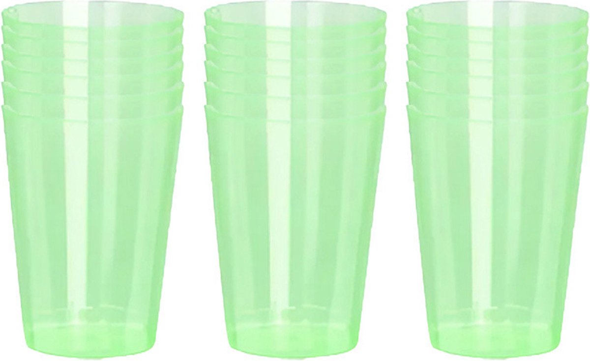 Excellent Houseware Beker - 18x - groen - kunststof - 280ml - herbruikbaar glas