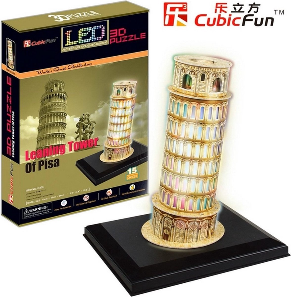 Cubic Fun puzzel 3D mit LED  Schiefer Turm von Pisa  15 stukjes