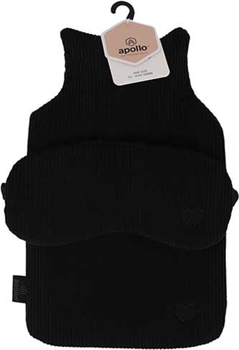 Goedkoopste Apollo - Warmwaterkruik met slaapmasker- Kruik met hoes - Kruikenzak - Kruik Baby - Teddy Rib - Zwart