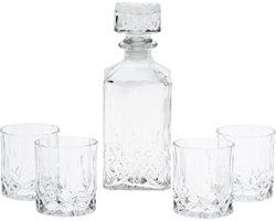 Whisky Karaf set - 0.9 L - Incl. 4 Glazen - ATMOS FERA