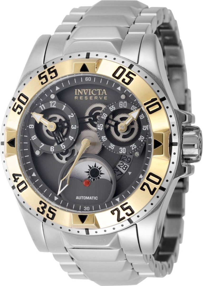 Invicta Reserve - Excursion 47573 Heren Horloge - Waterdicht - Analoog - Automatisch Uurwerk - Roestvrij Staal met grijze Wijzerplaat - 49mm