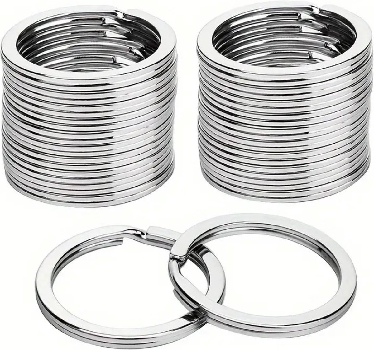 3 Stuks Gesplitste Sleutelhangers- Sleutelringen-key Ring - Voor Thuis Autosleutels Tas Hangende Accessoires- 25mm - RVS - kleur: Zilver